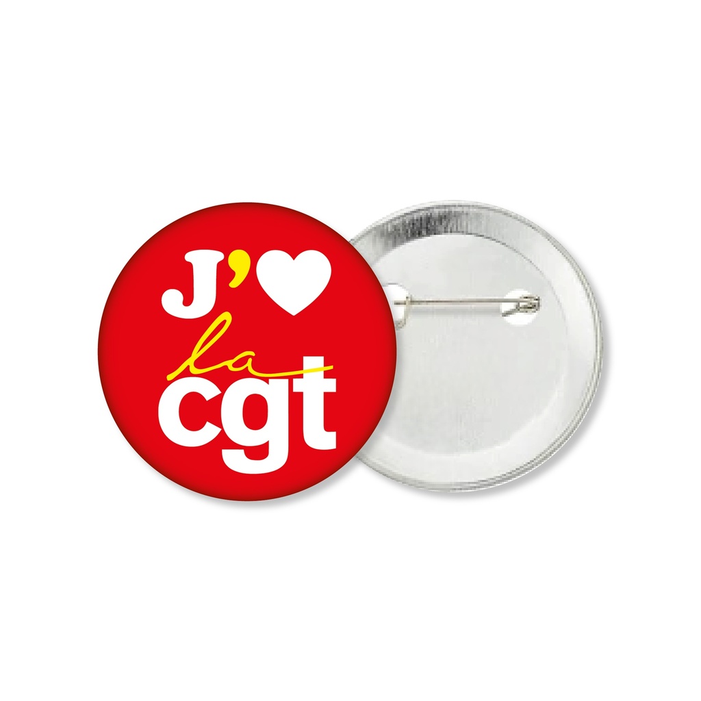 Badge métal "J'aime la CGT"